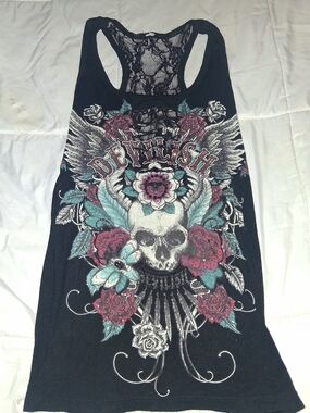 Liberty Wear "Devilish" Lace Razor Back Top Size Small.